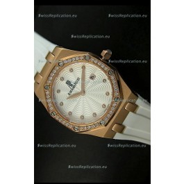 Audemars Piguet Royal Oak Ladies Quartz Replica Watch in Pink Gold Case