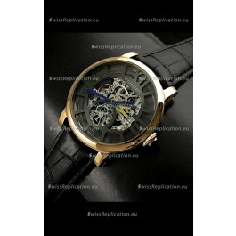 Cartier Ronde de Japanese Replica Watch in Skelton Black Dial