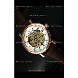 Breguet Classique Japanese Automatic Watch in Gold Skeleton Dial - Arabic Hour Numerals