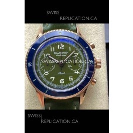 Blancpain Air Command Rose Gold Casing Blue Bezel Super Clone Watch 