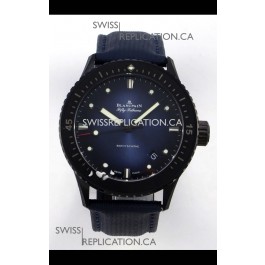 Blancpain Fifty Fathoms Ceramic Case Leather Strap Blue Dial Super Clone Watch 
