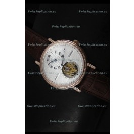 Breguet Classique Tourbillon Swiss Replica Watch in Rose Gold with Diamonds Bezel