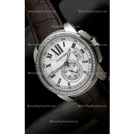 Cartier Calibre de Japanese Replica Watch in White Dial