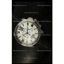 Calibre De Cartier Chronograph Japanese Replica Watch in Steel