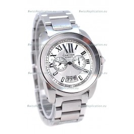 Calibre De Cartier Japanese Automatic Watch in White Dial