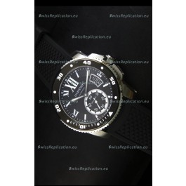 Calibre De Cartier Watch 42MM Black Dial Steel Case - 1:1 Mirror Replica Watch