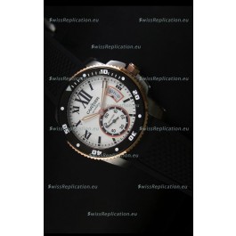 Calibre De Cartier Watch 42MM White Dial Two Tone Case - 1:1 Mirror Replica Watch