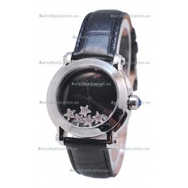 Chopard Happy Sport Star Shaped Diamonds Swiss Watch in Black Strap