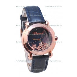 Chopard Happy Sport Star Shaped Diamonds Swiss Rose Gold Watch 