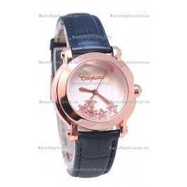 Chopard Happy Sport Star Shaped Diamonds Swiss Rose Gold Watch in White Dial
