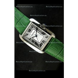 Cartier Tank Ladies Replica Watch in Steel Case/Green Strap
