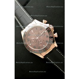 Rolex Oyster Daytona Cosmograph Swiss Replica Rose Gold Watch in Brown Dial