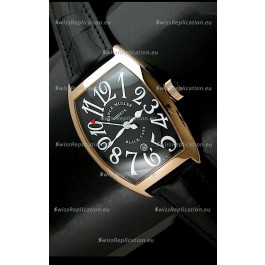 Franck Muller Geneve Casablanca Japanese Rose Gold Watch in Black Dial