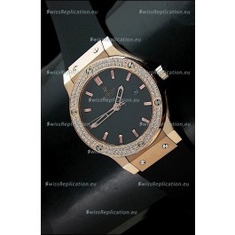 Hublot Fusion Bang Swiss Watch in Rose Gold Case Diamonds Bezel