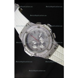 Hublot Big Bang Rose Stainless Steel Watch Quartz Movement in White Strap