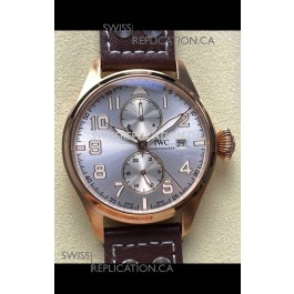 IWC PILOT'S Monopusher Rose Gold Steel Dial Replica Watch 