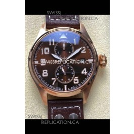 IWC PILOT'S Monopusher Rose Gold Brown Dial Replica Watch 