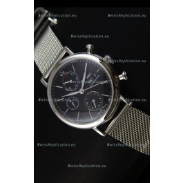IWC Portofino Chronograph Swiss Watch in Mesh Strap Black Dial 