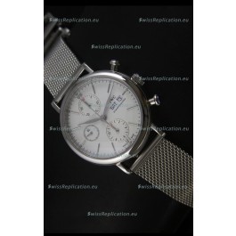 IWC Portofino Chronograph Swiss Watch in Mesh Strap White Dial 