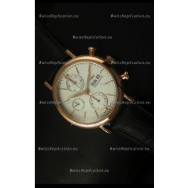 IWC Portofino Chronograph Swiss Watch in Rose Gold Case White Dial