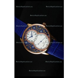 Jaquet Droz Grande Seconde Watch Rose Gold Blue Grand Feu paillonné-enameled Dial