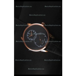 Jaquet Droz Grande Seconde Black Enamel Stainless Rose Gold Case in Black Dial