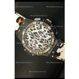 Hublot Big Bang White Zebra Bang Edition in Black PVD Case 34MM Watch