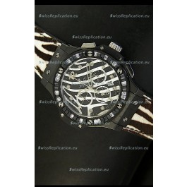 Hublot Big Bang White Zebra Bang Edition in Black PVD Case 34MM Watch