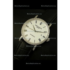 Patek Philippe Calatrava 5120 Swiss Replica Watch in Steel Casing - Roman Hours