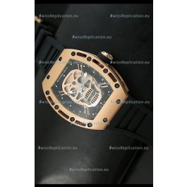 Richard Mille RM052 Skull Tourbillon Swiss Replica Watch in Pink Gold Casing