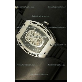 Richard Mille RM052 Skull Tourbillon Swiss Replica Watch in Brushed Steel Case