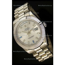 Rolex Day Date II 41MM Swiss Replica Watch - Steel Dial - 1:1 Mirror Replica Watch 