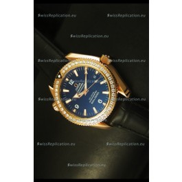 Omega Planet Ocean Rose Gold Plated Swiss Watch with Diamonds