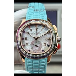 Patek Philippe Aquanaut 7968 Rose Gold Tiffany Blue Strap Super Clone Watch 
