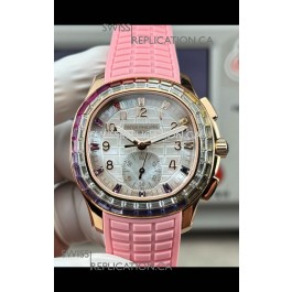 Patek Philippe Aquanaut 7968 Rose Gold Pink Strap Super Clone Watch 