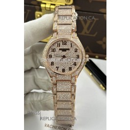 Patek Philippe Twenty-4 Diamonds Paved Rose Gold Super Clone Watch 