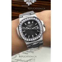 Patek Philippe Nautilus 5723 Black Dial White Sapphires Super Clone Watch 