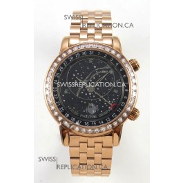 Patek Philippe Grand Complications 6102 Black Dial Rose Gold Strap Super Clone Watch 