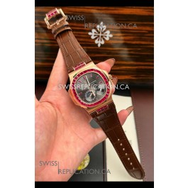Patek Philippe Nautilus 5712 Rose Gold Red Rubies Super Clone Watch 