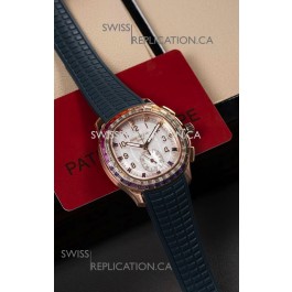 Patek Philippe Aquanaut 7968 Rose Gold Blue Strap Super Clone Watch 