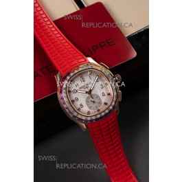 Patek Philippe Aquanaut 7968 Rose Gold Red Strap Super Clone Watch 
