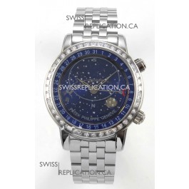 Patek Philippe Grand Complications 6102 Blue Dial Steel Strap Super Clone Watch 