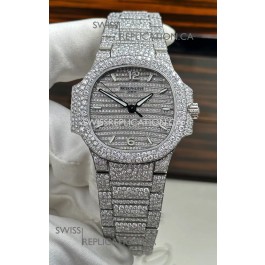 Patek Philippe Nautilus 7118/1450G-001 35MM Custom moissanite Casing and Dial 