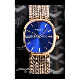 Patek Philippe Golden Ellipse 5738/1R-001 Rose Gold Blue Dial Super Clone Watch 