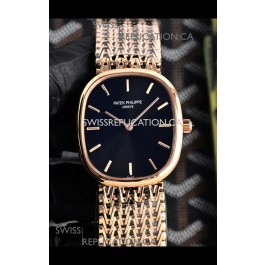 Patek Philippe Golden Ellipse 5738/1R-001 Rose Gold Black Dial Super Clone Watch 