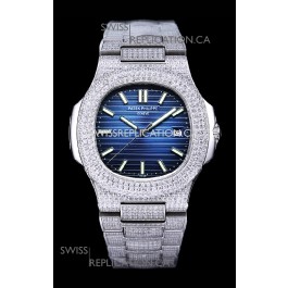 Patek Philippe Super Clone Nautilus 5711/1A Diamonds Paved Edition Blue Dial