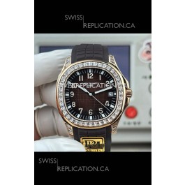 Patek Philippe Aquanaut 5167 Brown Dial Diamonds Bezel Super Clone Watch 