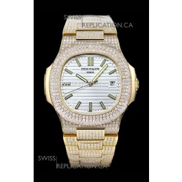 Patek Philippe Super Clone Nautilus 5711/G Diamonds Paved Edition White Dial