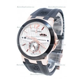 Ulysse Nardin Executive Dual Time Japanese Replica Rose Gold Watch in Black Bezel