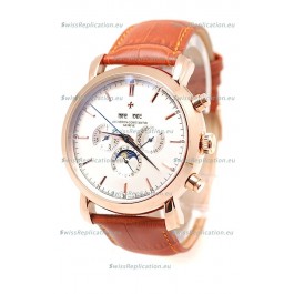 Vacheron Constantin Malte Perpetual Chronograph Japanese Replica Watch in White Dial